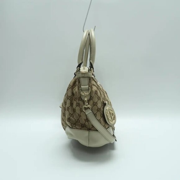 GUCCI Sukey Brown Cloth Satchel 389-030725 - Picture 4 of 12